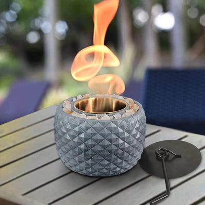 Koncenttop Tabletop Fire Pit Indoor,Tabletop Fireplace Concrete, Pineapple Shape Small Fire Bowl, firebowl Table top, Portable Tabletop Fire Pit (Gray) - CookCave