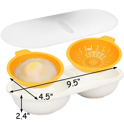 Microwave Egg Poacher 2 Eggs, Double Layer Egg Boiler for Microwave 2 Cavity Eggs Poacher Steamer Boiled Egg Cup Mold Microwave Boiled Eggs Maker for Egg Boiler Hamburg Sandwiches - CookCave