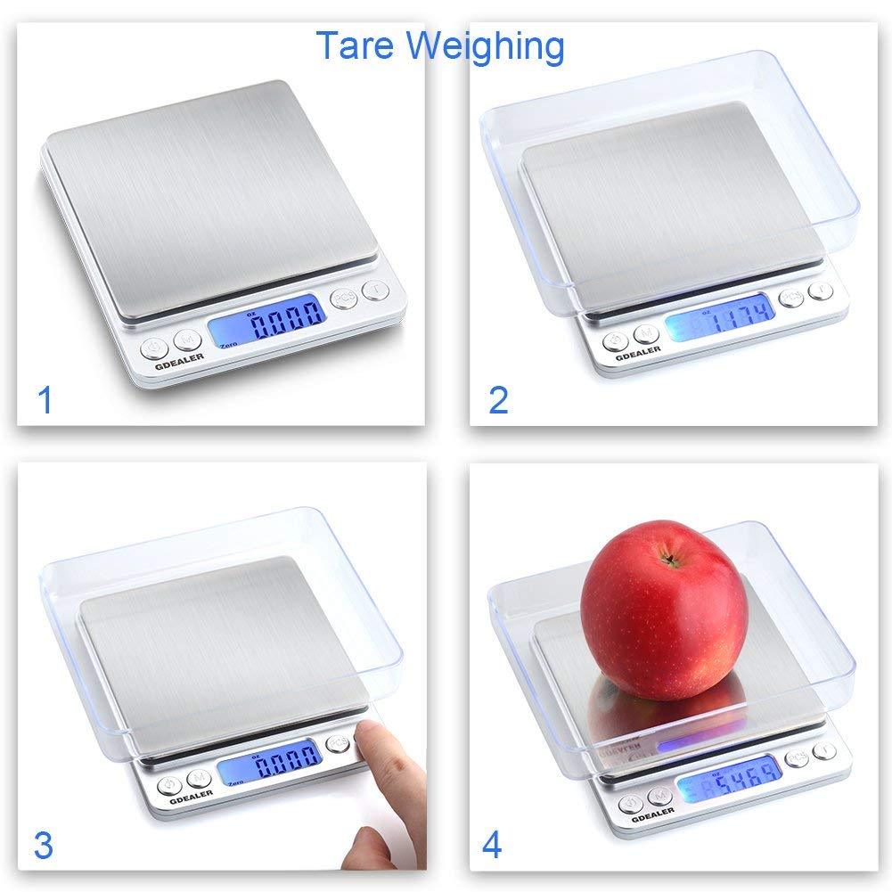 GDEALER Food Scale, 0.001oz/0.01g Precise Digital Kitchen Scale Gram Scales Weight Food Coffee Scale Digital Scales for Cooking Baking Stainless Steel Back-lit LCD Display Pocket Small Scale, Silver - CookCave