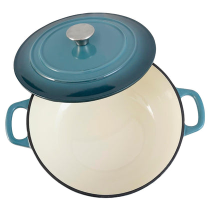 Flavehc Dutch Oven Pot with Lid 4 qt Cast Iron Dutch Oven for Bread Baking Slateblue Enameled Cast Iron Dutch Oven with Handels - CookCave