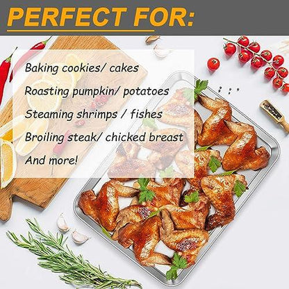 16 In Stainless Steel Baking Sheet, Joyfair Commercial Cookie Sheet for Oven, Large Baking Pan Tray for Bacon, Steak, Salmon, Heavy Duty & Non-toxic, Mirror Finish & Dishwasher Safe, 16 x 12 Inch - CookCave