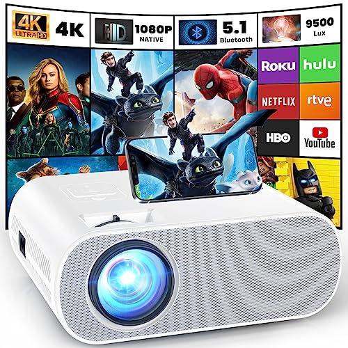 HOMPOW Projector, Native 1080P Full HD Bluetooth Projector with Speaker, 9500 Lumens Outdoor Portable Movie Mini Projector Compatible with Laptop, Smartphone, TV Stick, Xbox, PS5 - CookCave