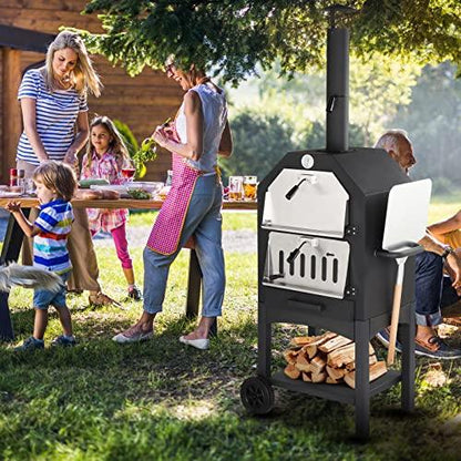 VINGLI Outdoor Pizza Oven Wood Fried with Pizza Stone, Pizza Peel, Grill Rack for Backyard and Camping - CookCave