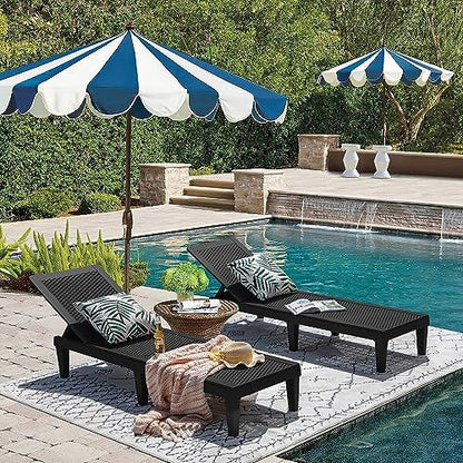 Devoko Outdoor Chaise Lounge Chair Set of 2 for Outside Pool Patio, Adjustable Waterproof Easy Assembly Chaise Lounge Outdoor (Black) - CookCave