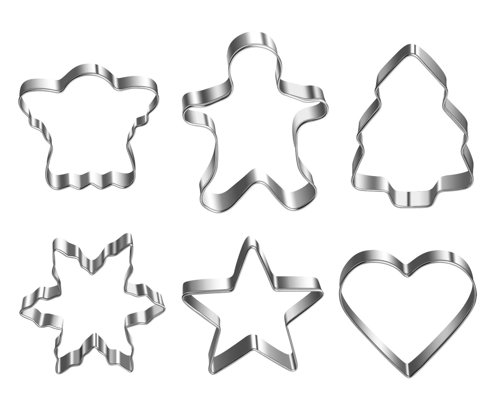 Christmas Cookie Cutter Set - Gingerbread Man, Snowflake, Christmas Tree, Heart, Star, Angel - 18 Piece Christmas Cookie Cutters, Cookie Cutters Christmas Shapes for Holiday Winter Baking - CookCave