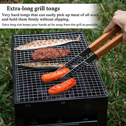 IMAGE Wooded BBQ Accessories Grilling Tools,Stainless Steel BBQ Tools Grill Tools Set for Cooking, Backyard Barbecue & Outdoor Camping Gift for Man Dad Women Barbecue Enthusiasts Set of 4 - CookCave