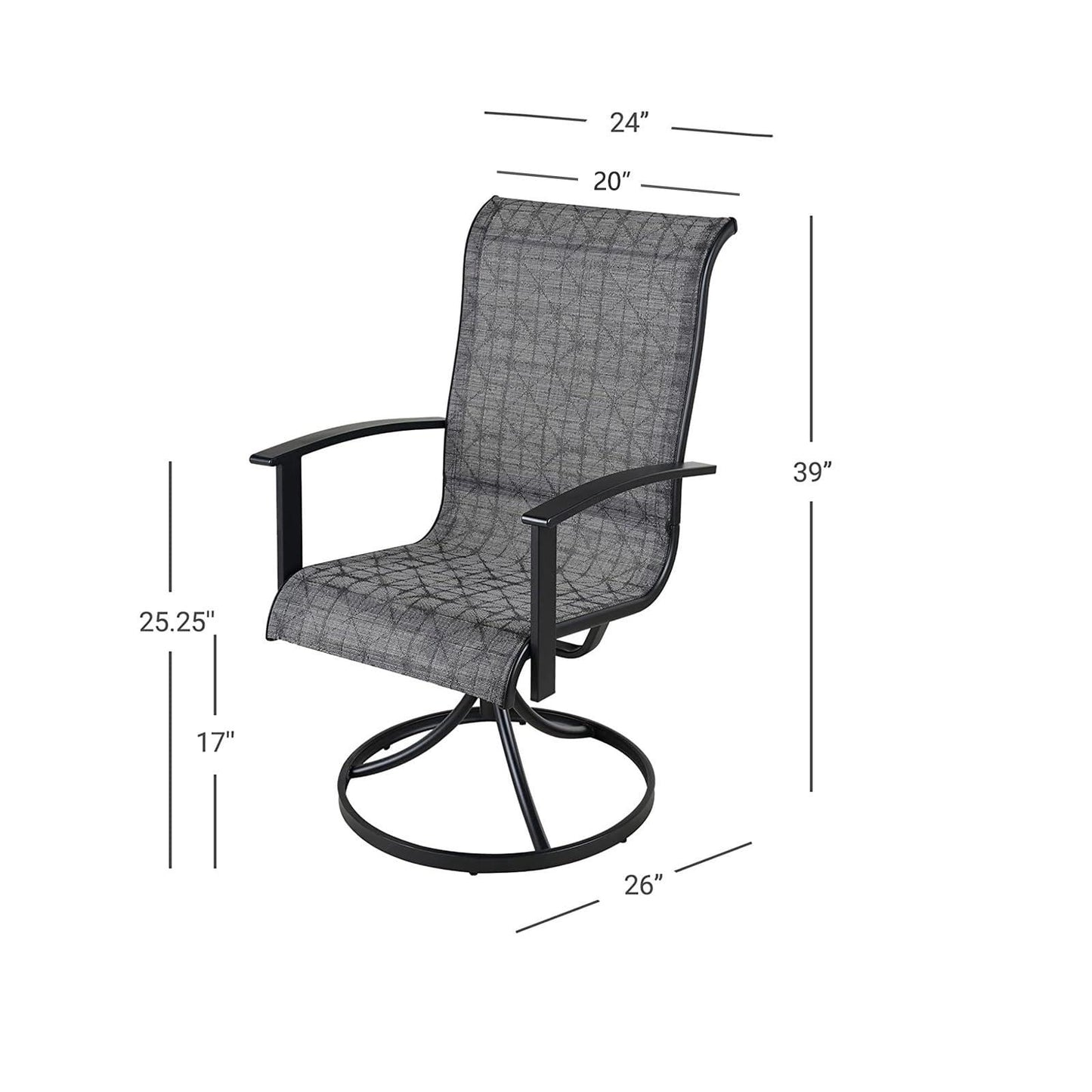 Grand patio Outdoor Swivel Rocking 4 Pieces Dining Chairs Set, Mesh Sling Patio High Back Swivel Rockers with All-Weather Frame, Black & Grey Plaid - CookCave