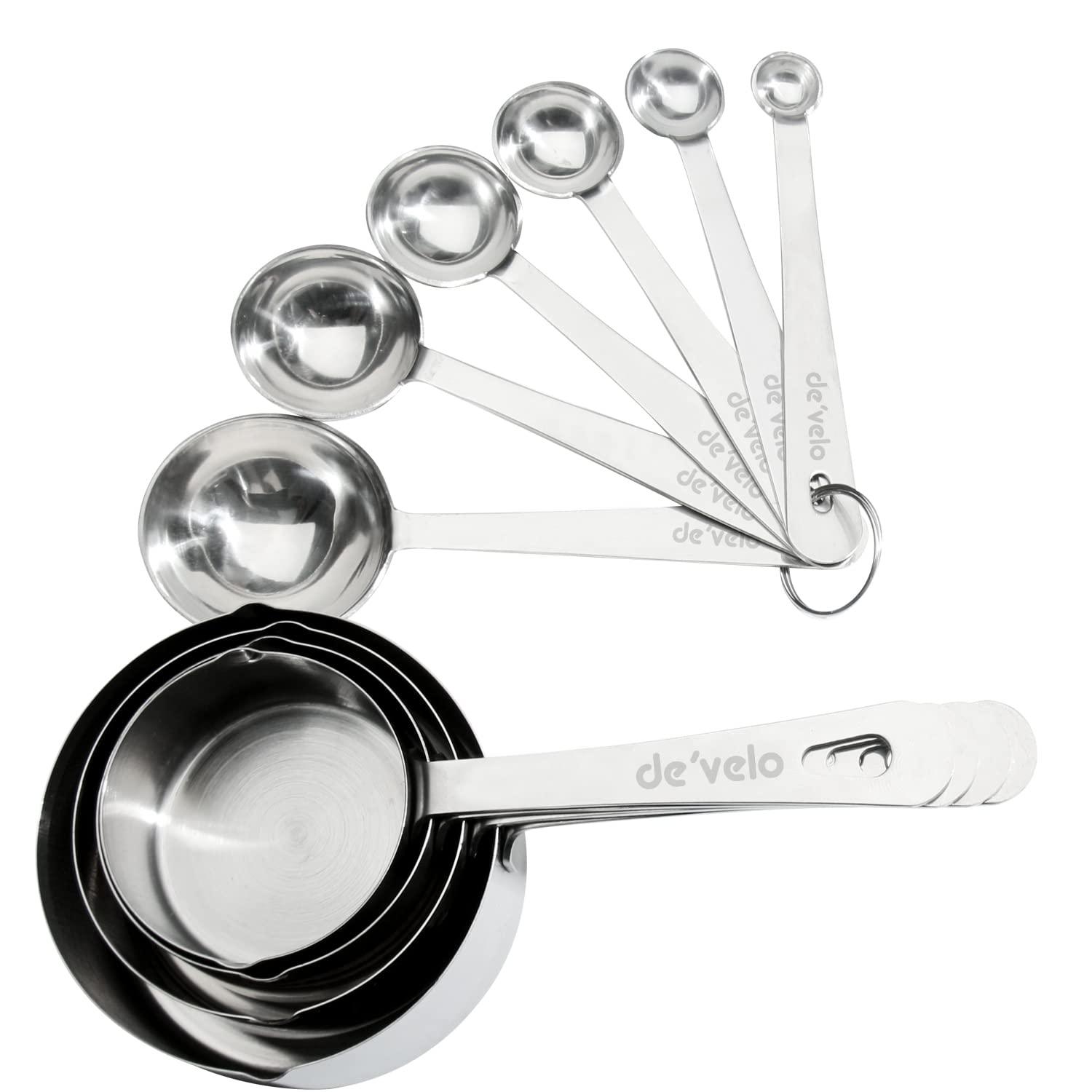 DE'VELO Stainless Steel Measuring Cups & Spoons Set, Cups and Spoons, Kitchen Gadgets for Cooking & Baking (4+6) - CookCave