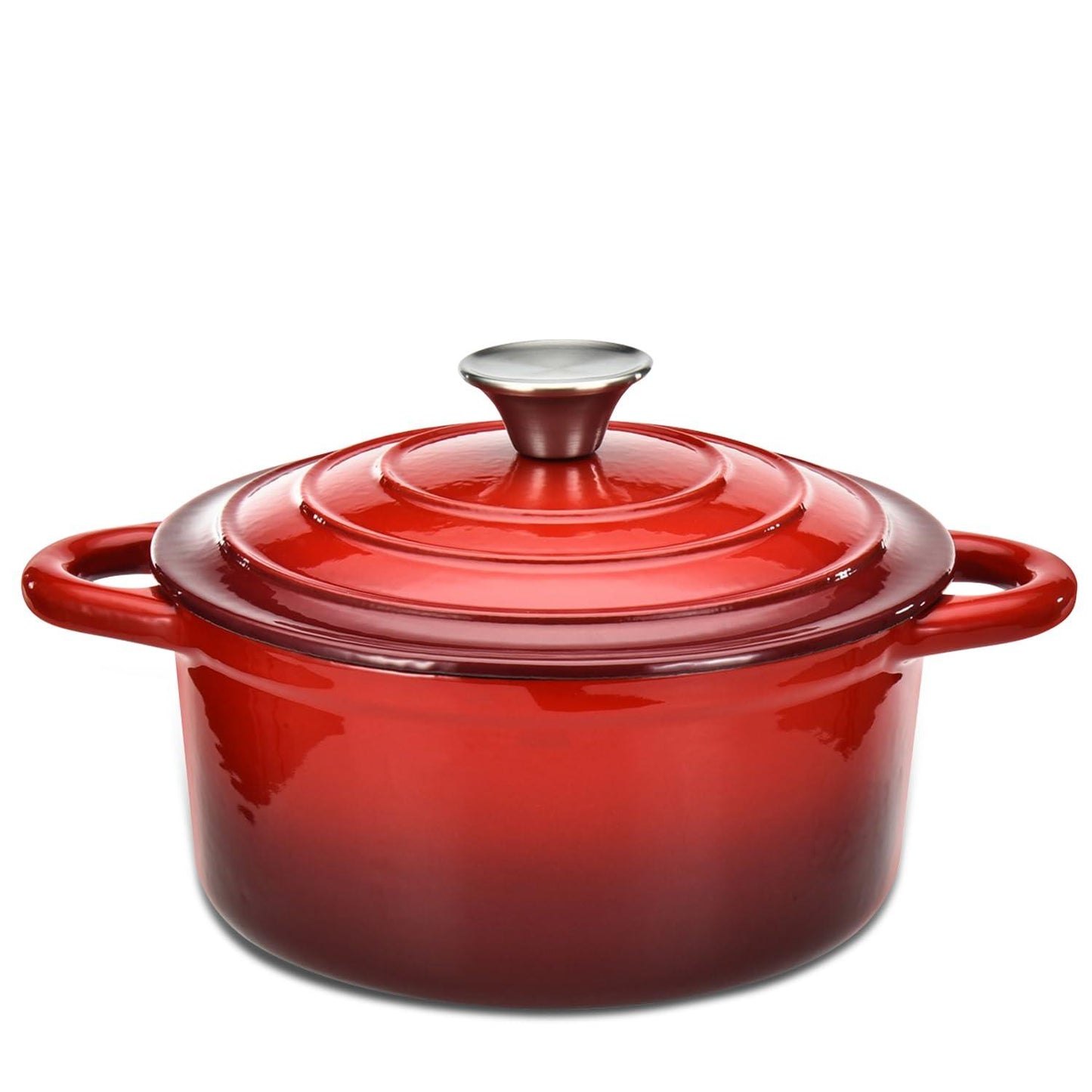 Hamilton Beach Enameled Cast Iron Dutch Oven Red (3-Quart) | Cream Enamel Coating Dutch Oven Pot with Lid | Cast Iron Dutch Oven with Even Heat Distribution | Easy Grip to Handles & Multipurpose - CookCave