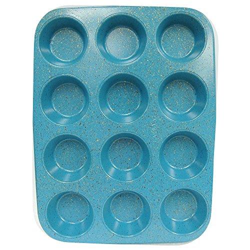 casaWare Ceramic Coated NonStick 12 Cup Muffin Pan (Blue Granite) - CookCave