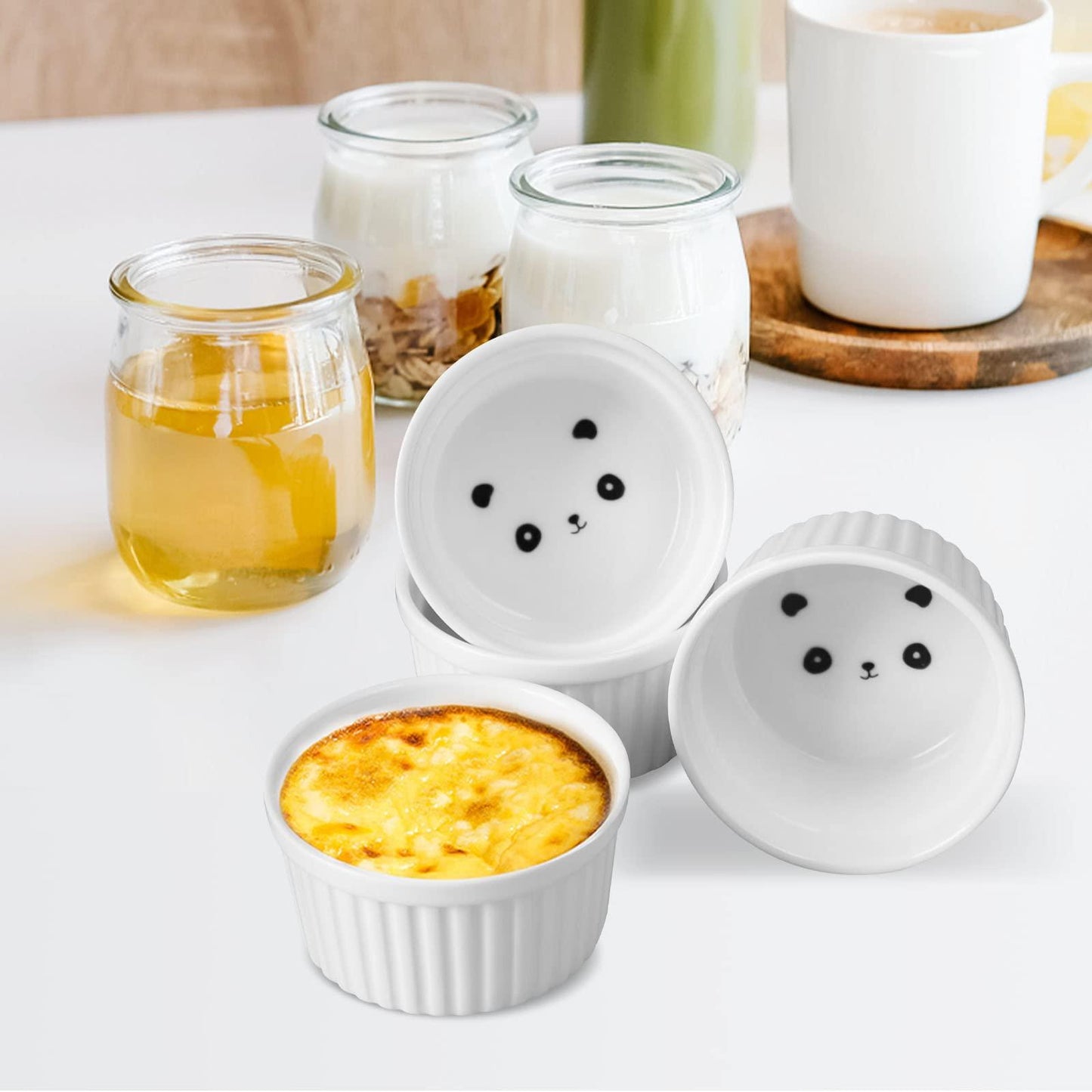 Cinf Panda 4 oz Set of 4 Ramekins Pudding Baking Cup Souffle Cups Dishes Bowl - CookCave