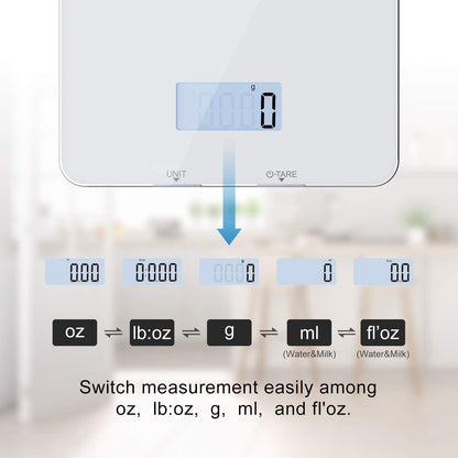 RENPHO Food Scale, Kitchen Scale for Food Ounces and Grams, Smart Cooking Calorie Scale with Timer, Nutritional Analysis with App for Keto Macro Weight Loss, White, 11lb/5kg - CookCave