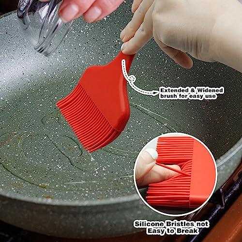 Silicone Basting Brush, Large BBQ Pastry Brush for Cooking, Extra Wide Basting Brush for Grilling Cooking Baking, Kitchen Brush Heat Resistant BBQ Food Brush for Sauce Butter Oil Marinades(Red) - CookCave