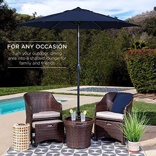 Best Choice Products 7.5ft Heavy-Duty Round Outdoor Market Table Patio Umbrella w/Steel Pole, Push Button Tilt, Easy Crank Lift - Navy Blue - CookCave