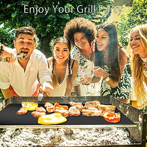 NEWKITCHEN Grill Mats for Outdoor Grill, Set of 6 Nonstick Grill Mat Reusable and Easy to Clean - Works on Gas, Charcoal, Electric Grill and More - 15.75 x 13 Inch - CookCave