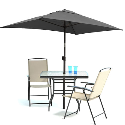 AMMSUN 6.5 x 4.5ft Rectangular Patio Umbrella Outdoor Table Umbrella Steel Pole and Fiberglass Ribs, Grey - CookCave