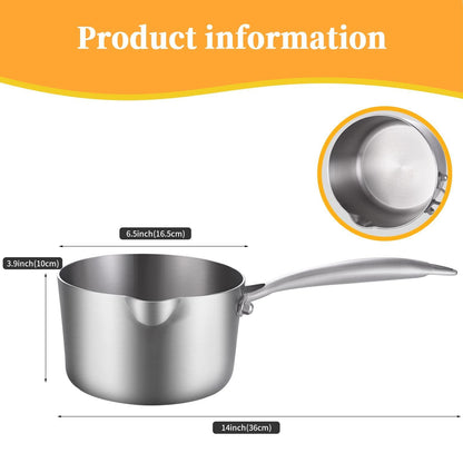 LOLYKITCH Tri-Ply Stainless Steel 1.5 QT Small Saucepan,Dia.16CM Induction Cooking Pot,Compatible with All Stoves,Dishwasher and Oven Safe (Removable Handle without Lid) - CookCave