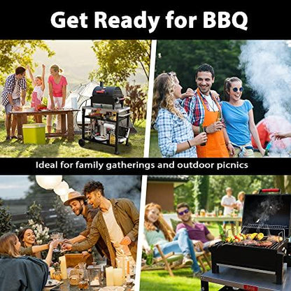 Feasto Portable Charcoal BBQ Grill Grates with Cast Iron Grill, Tabletop Charcoal Grill with 354 Sq. In Cooking Area, for Outdoor Camping and Picnic, Black, L26.8’’x W20’’x H21.3’’ - CookCave