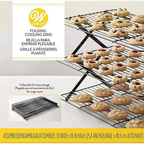 Wilton 3-Tier Folding Cooling Grid - Cool Dozens of Cookies or Treats on an Expandable Cooling Rack, Collapse for Easy Storage, 10 x 16-Inch - CookCave
