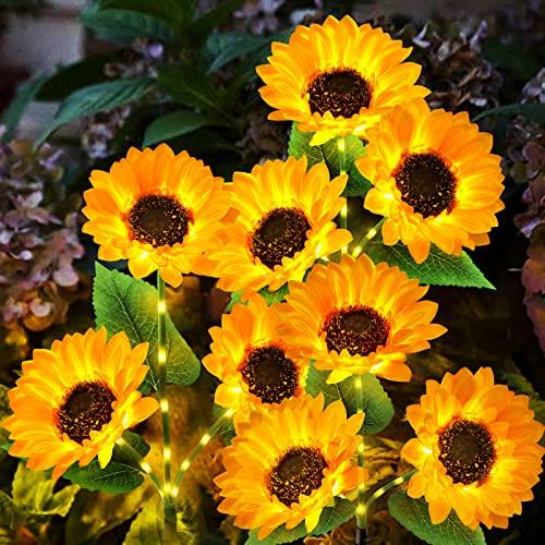 KOOPER Solar Lights Outdoor Garden Decor - Upgraded 3 Pack Solar Garden Lights with 9 Sunflower Lights, Waterproof Solar Outdoor Lights Auto ON/Off Solar Decorative Lights for Garden, Backyard - CookCave