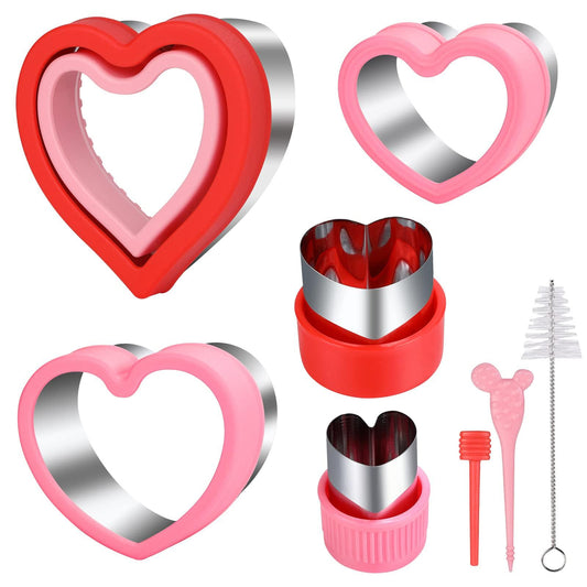 Valentine's Day Cookie Cutter Mold Set,5 Different Size Heart-shaped Sandwich Cutter and Sealer, Cookie, Fruit, Vegetable Cutters - CookCave