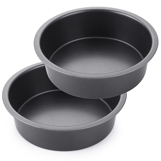 HONGBAKE Round Cake Pan Set for Baking, 8 Inch, Nonstick Circle Cake Pans with Wider Grips, 2 Pieces Layer Cake Tin, Cheesecake Mold, Huty Duty, Dishwasher Safe - Grey - CookCave