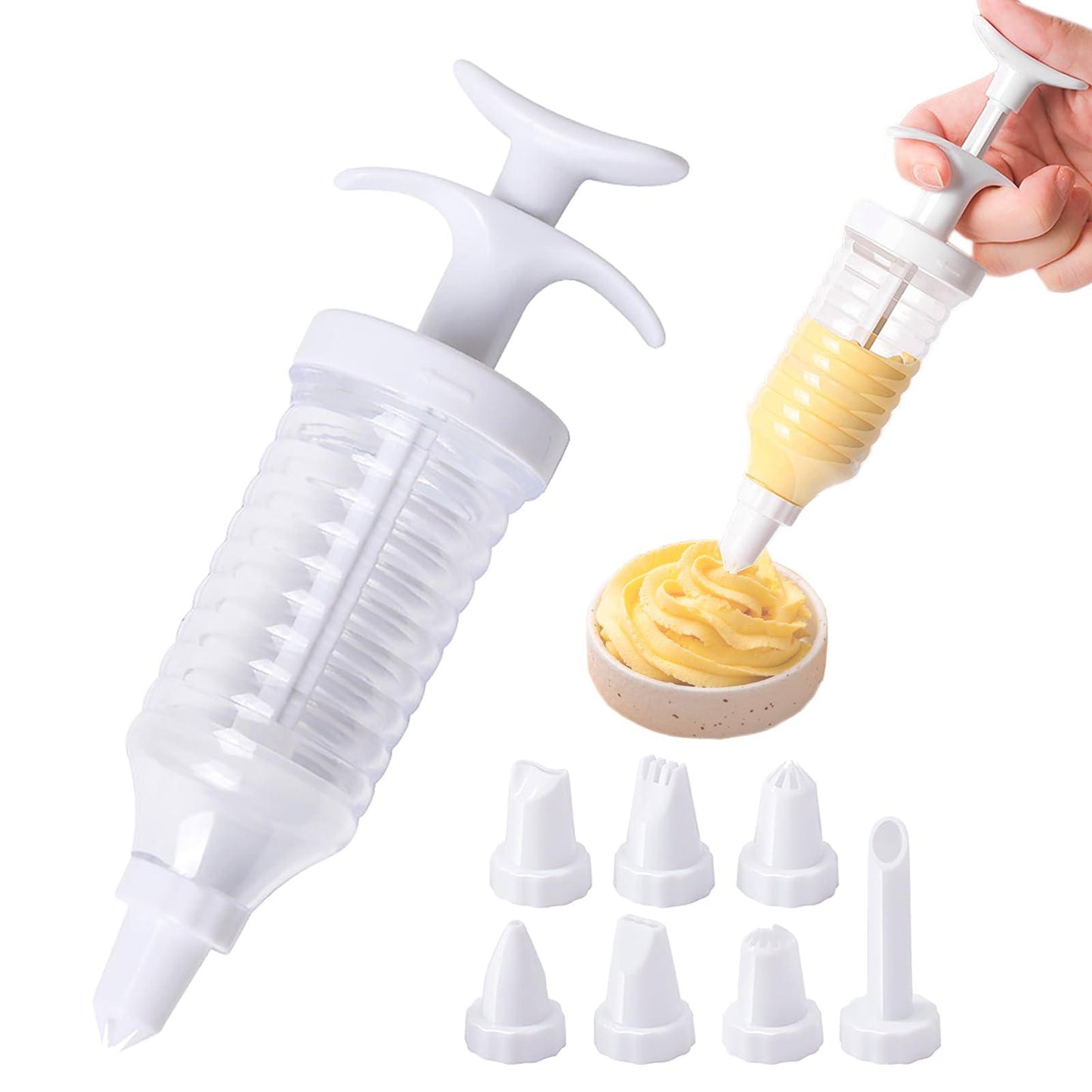 Suuker Cake Decorating Gun, Cupcake Icing Piping Kit, Cake Decorating Kit with 8 Piping Tips, Cupcake Injector/Decorating Icing Set, White - CookCave