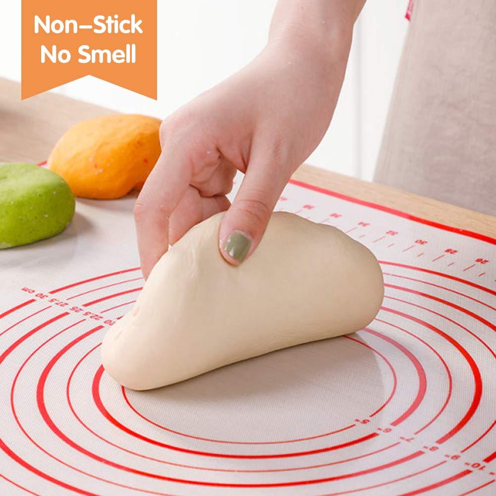 Silicone Pastry Mat Baking Mat Non-Stick Cooking Mat for Rolling Dough Pastry Board Sheet for Fondant Cake Flour Pie Cookies Baking Tool Supplies, Extra Large, 24" x 16 ", Red … - CookCave