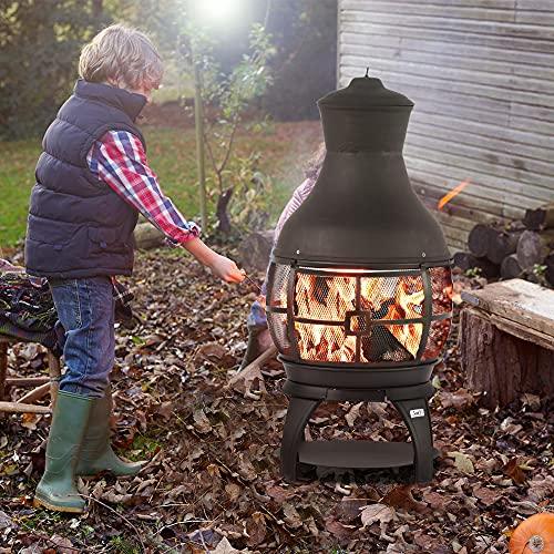 BALI OUTDOORS Fire Pit Round FirePits Outdoor Wood Burning Chimenea Outdoor Fireplace - CookCave