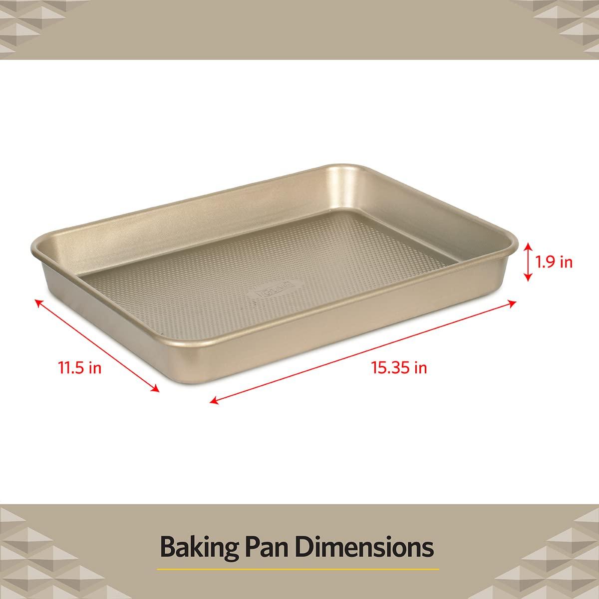 Glad Baking Pan Nonstick - Oblong Metal Dish for Cake and Lasagna - Heavy Duty Carbon Steel Bakeware, Medium - CookCave