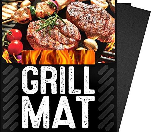 BBQ Grill Sheets Mat ,100% Non Stick Safe ,Extra Thick,Reusable and Dishwasher safe, 3 piece of (13"x15.75") - CookCave
