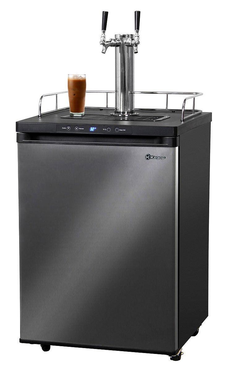 Kegco 3PICK30X-2 Keg Dispenser, 2 Tap, Black Stainless Steel - CookCave