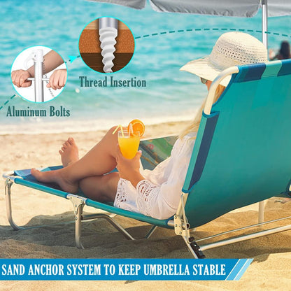 Snail 7.2' Portable Beach Umbrella with Sand Anchor, Tilt Aluminum Pole, Air Vent & Carry Bag, Upgrade UV Protection Sunshade Umbrella with Sliver Coating for Outdoor Beach Pool, Light Blue - CookCave