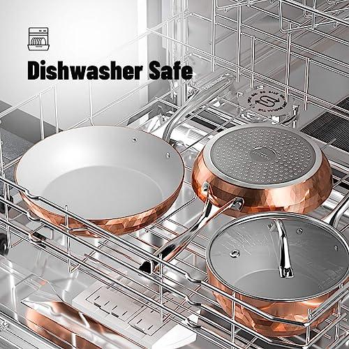 COOKSMARK 10-Piece Diamond Nonstick Ceramic Induction Cookware Set Scratch-Resistant Pots and Pans Set with Lids, Dishwasher Safe Oven Safe, Copper - CookCave