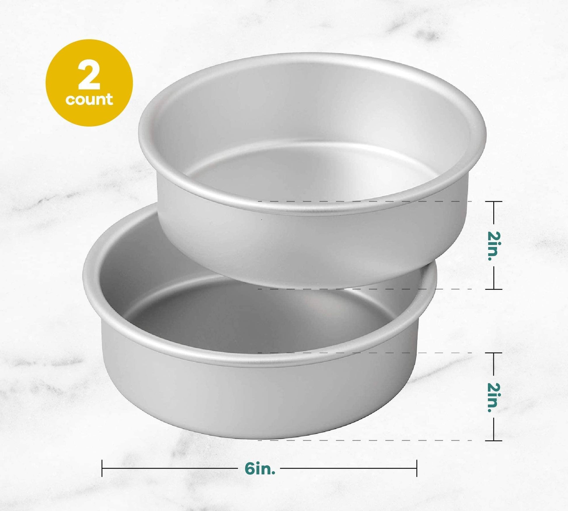 Wilton Small and Tall Aluminum 2 x 6-inch Layer Cake Pan Set, 2- Piece - CookCave