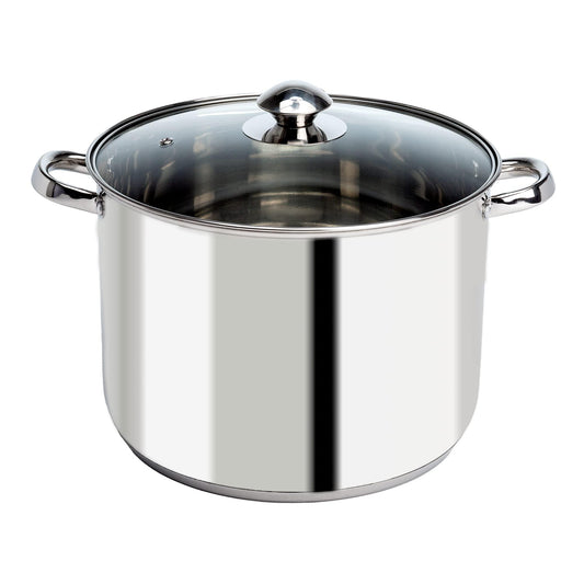 Ecolution Stainless Steel Stock Pot with Encapsulated Bottom Matching Tempered Glass Steam Vented Lids, Made Without PFOA, Dishwasher Safe, 8-Quart, Silver - CookCave