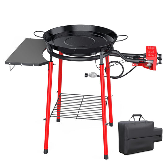 GRILL FORCE 22 Inch Paella Burner and Stand Set,Paella Pan Set,22 Inch Paella Pan,Paella Burner,Paella Pan and Burner Set,Paellera,Paella Kit with Carry Bag,Built-In Ignitor Regulator Hose,16 Servings - CookCave