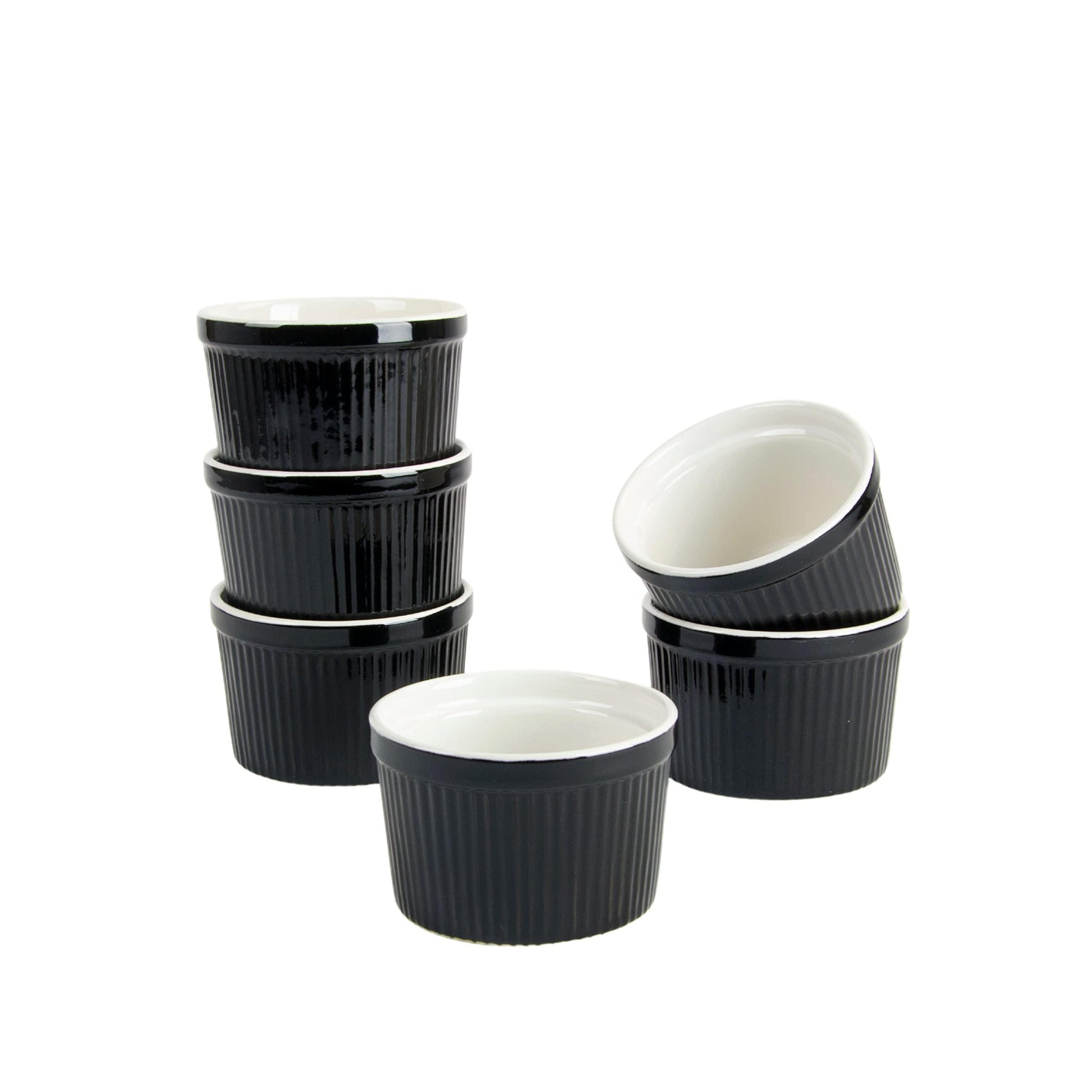 10 Strawberry Street Roma Ramekin Set of 6, 10 oz, Black - CookCave