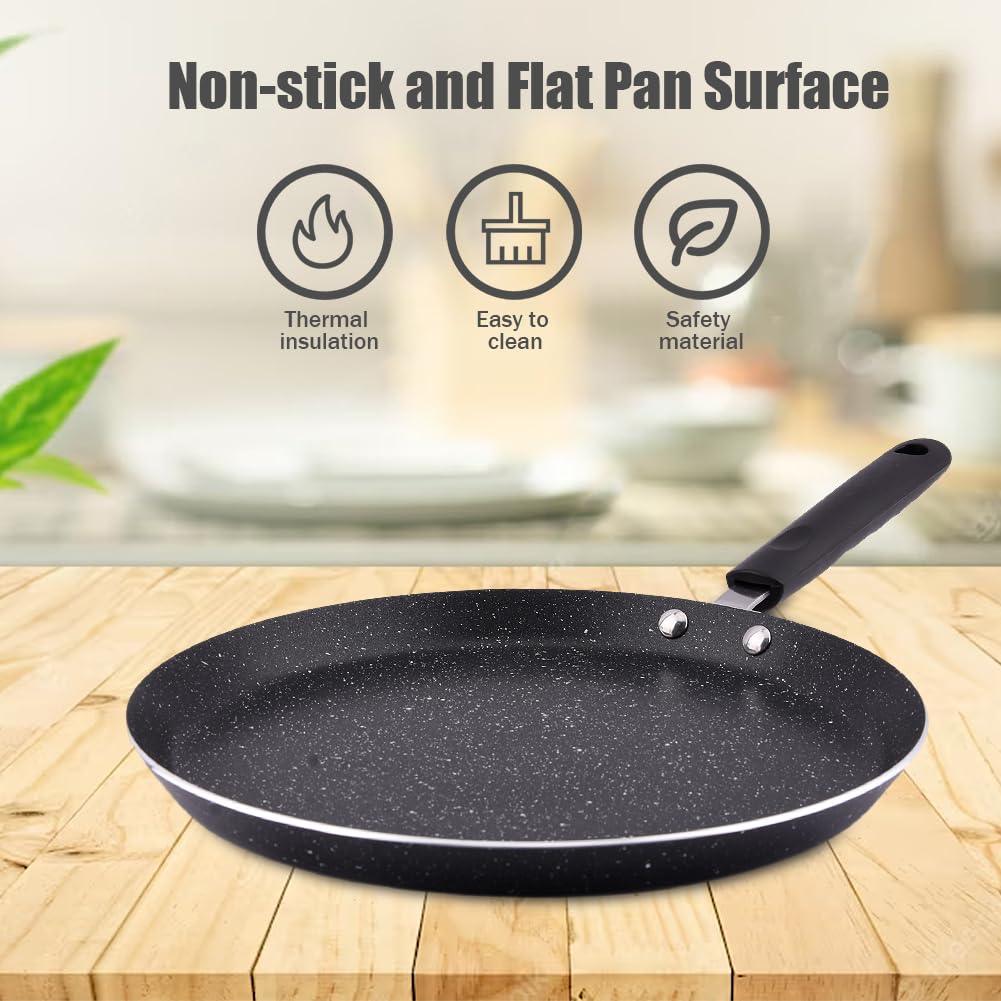 OTJENL Nonstick Crepe Pan, 11 Inch Griddle Pan with Scraper & Oil Brush, Griddle Pancake Pan Tortilla Pan, for Cooking Eggs, Frying, Grill, Omelettes, Easy Clean - CookCave