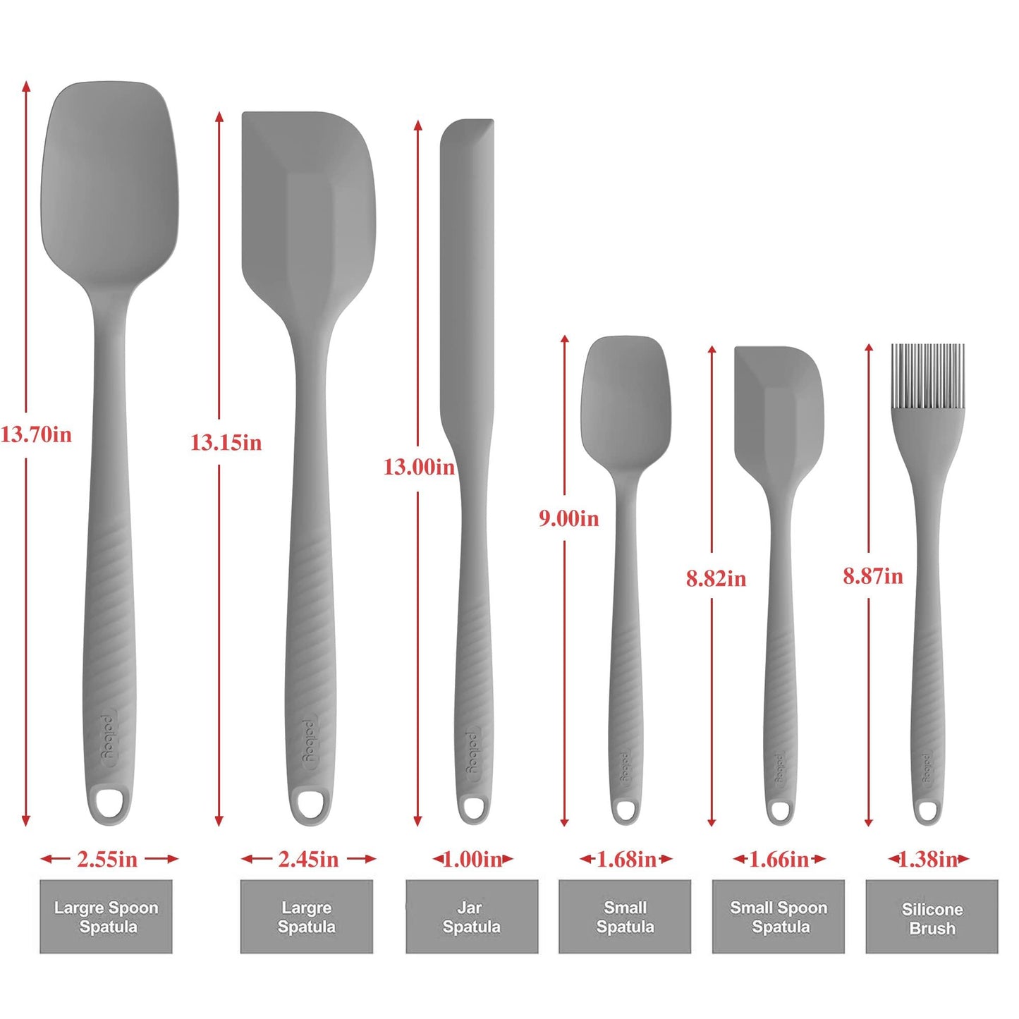 Permanent Warranty Silicone Spatula Set of 6 Heat Resistant 600 Food Scraper for Baking Cooking Mixing Scraping Nonstick Cookware Kitchen Utensils (Grey) - CookCave