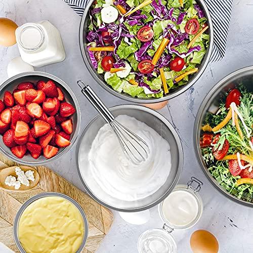 Wildone Mixing Bowls with Airtight Lids, 22 PCS Stainless Steel Nesting Bowls, with 3 Grater Attachments, Scale Marks & Non-Slip Bottom, Size 5, 4, 3, 2,1.5, 0.63QT, Ideal for Mixing & Prepping - CookCave