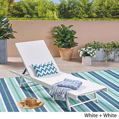 Christopher Knight Home Simon Outdoor Aluminum and Mesh Chaise Lounge, White/White - CookCave