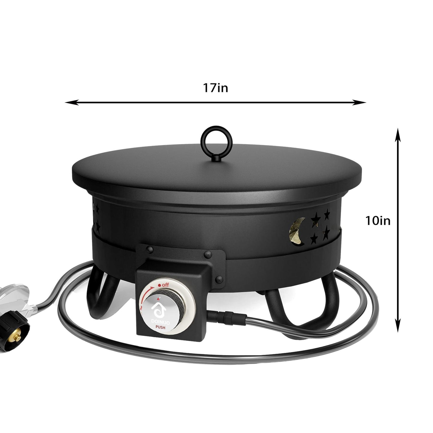 BOVONO Portable Propane Gas Fire Pit, Firepits for Camping, Perfect for Travel, RV, 17-inch 58,000 BTU with Carrying Bag and Volcanic Stone - CookCave