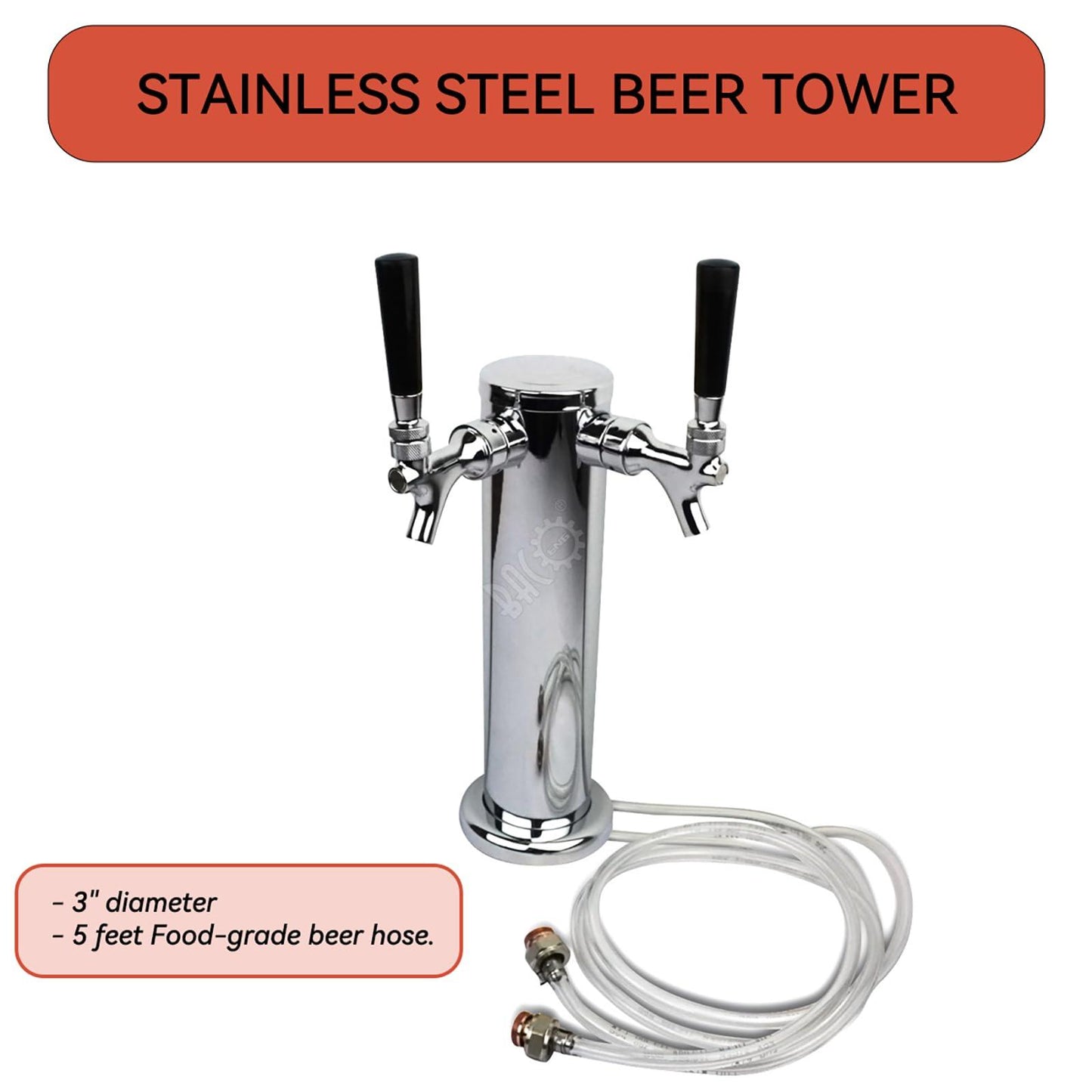 BACOENG Double Faucet Tower Beer Kegerator Conversion Kit with Dual Gauge Regulator, No Tank Stainless Steel Keg Tower - CookCave