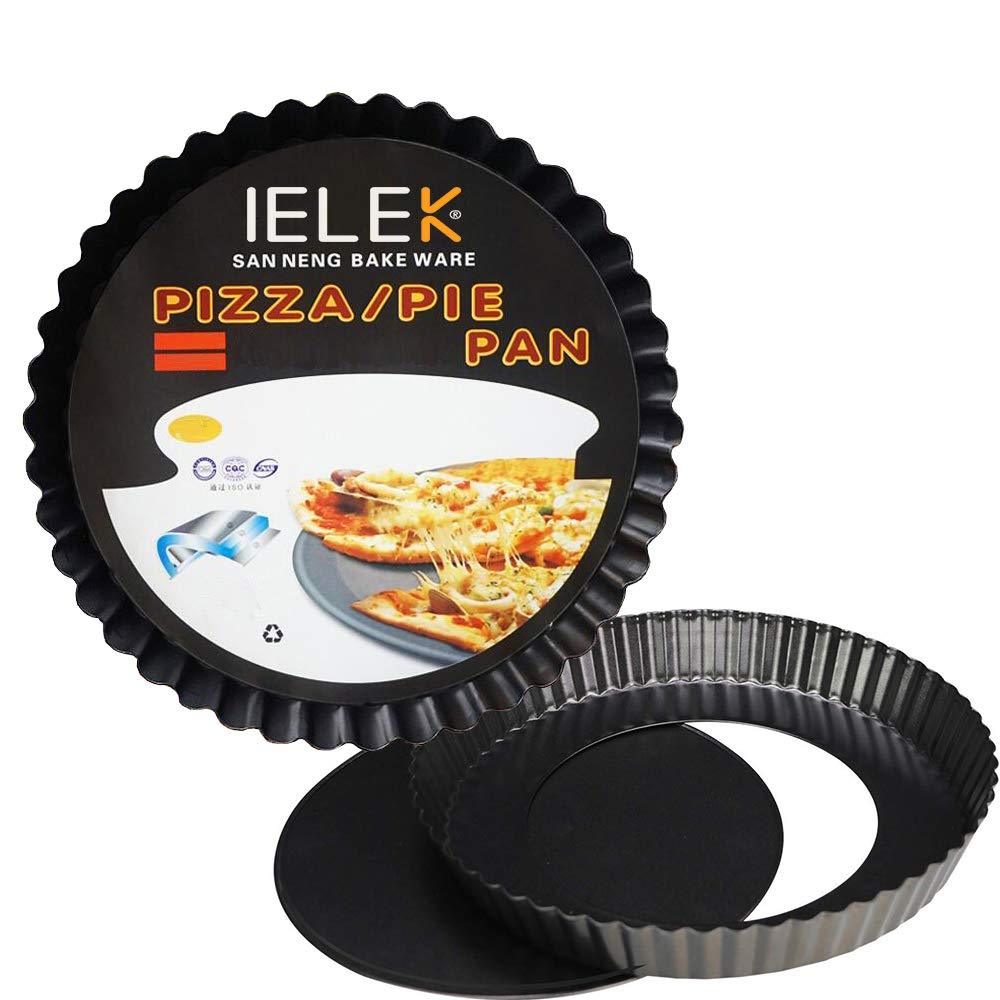 IELEK Tart Flan Pie Pan Nonstick Heavy Duty 10 Inch Quiche Cheese Molds With Removable Loose Bottom Fluted - CookCave
