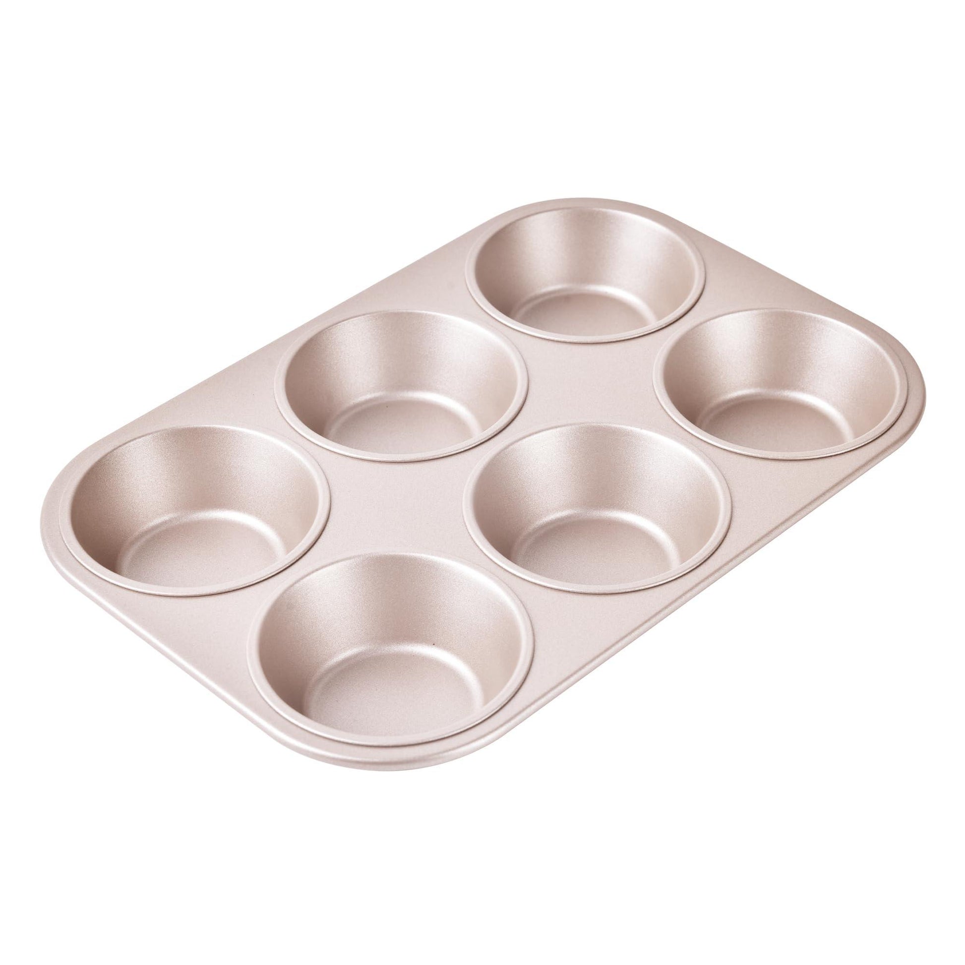 Bakeley Muffin Cake Pan, 6-Cavity Non-Stick Cupcake Pan Bakeware for Oven Baking (Champagne Gold) - CookCave