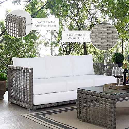 Modway Aura Outdoor Patio Wicker Rattan, Sofa, Gray White - CookCave