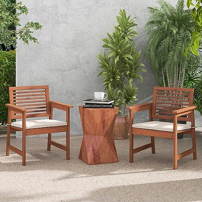 Tangkula Outdoor Dining Chairs Set of 4, Weather-Resistant Heavy Duty Slatted Wood Patio Chairs with Soft Padded Cushions, for Deck, Garden, Poolside, Balcony (4, Off White) - CookCave