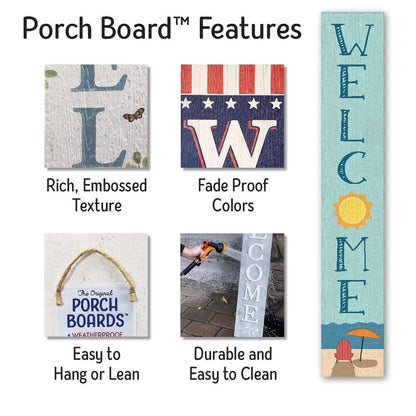 My Word! Welcome w/Beach Chair - Tall Outdoor Welcome Sign / Porch Leaner for Front Door, 46.5" Welcome Sign for Standing Front Porch Decor - Tall Vertical Rustic Farmhouse Home Decor Welcome Porch Sign, Spring Summer Porch Decor - CookCave