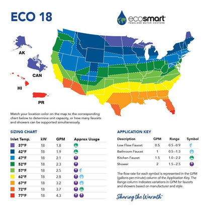 EcoSmart ECO 18 Electric Tankless Water Heater, 18 KW at 240 Volts with Patented Self Modulating Technology , 17 x 14 x 3.5 - CookCave